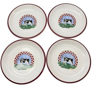 Century Stoneware Fannies Farm Cow Salad Plates bread set of four dining